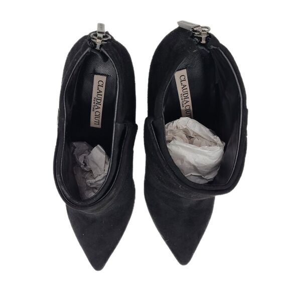 Claudia Ciuti NEW $495 Samoa Black Suede & Silver Stiletto Ankle Boots, Size 7.5 - Picture 5 of 12